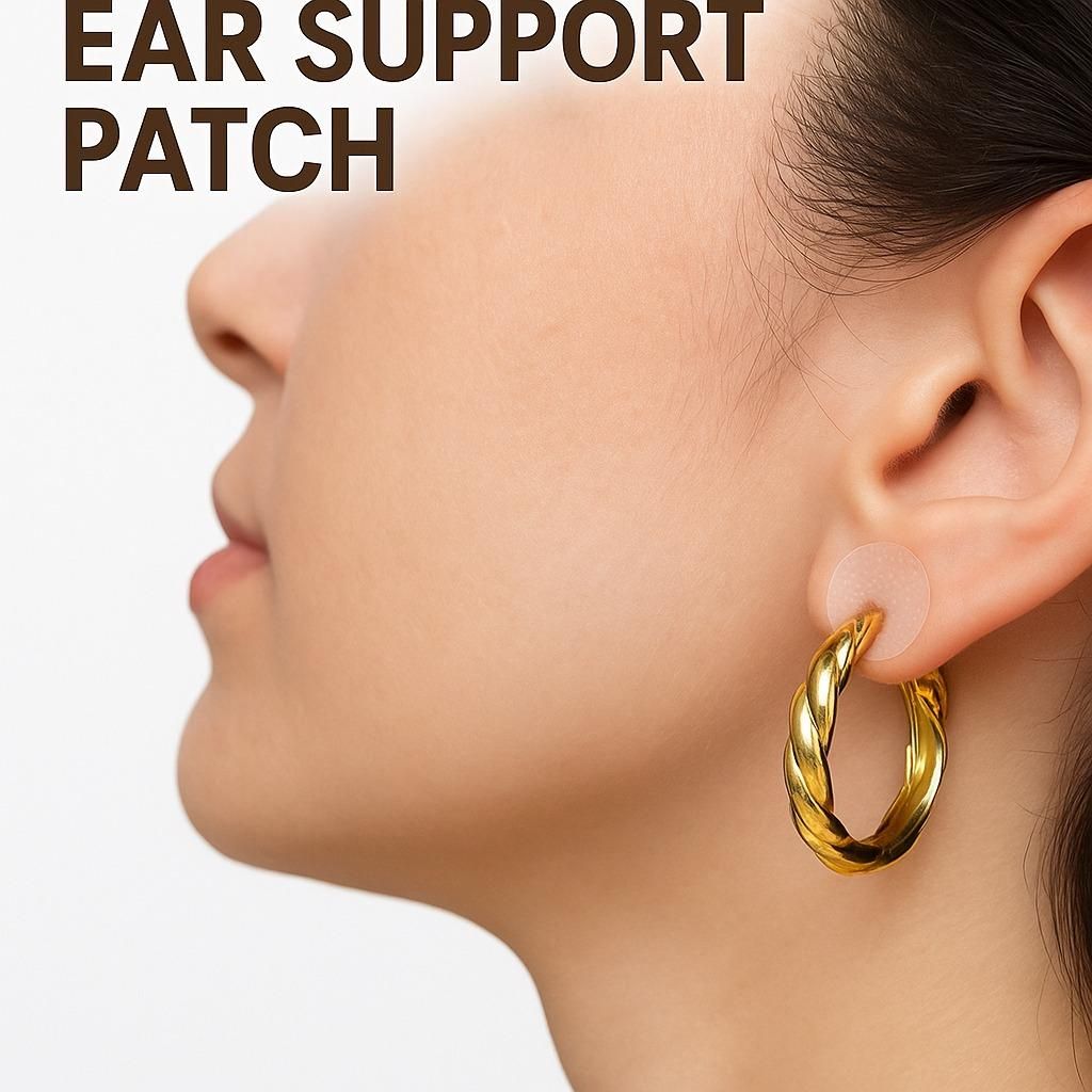 Premium Earlobe Support Patches for Heavy Earrings (100 PCS) – Invisible Lobe Support Tape for Jhumkas, Hoops & Long Earrings