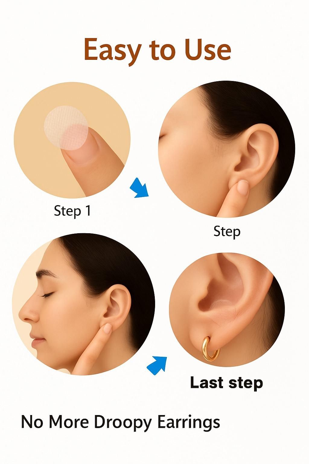 Premium Earlobe Support Patches for Heavy Earrings (100 PCS) – Invisible Lobe Support Tape for Jhumkas, Hoops & Long Earrings